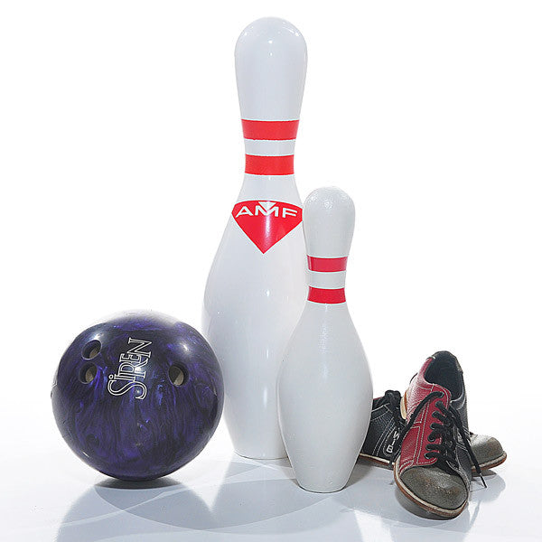 bowling pins and ball
